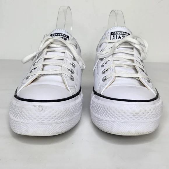 Converse CT All Star Leather Womens 8.5 Sneaker Lift Platform 561680C White - Picture 3 of 9